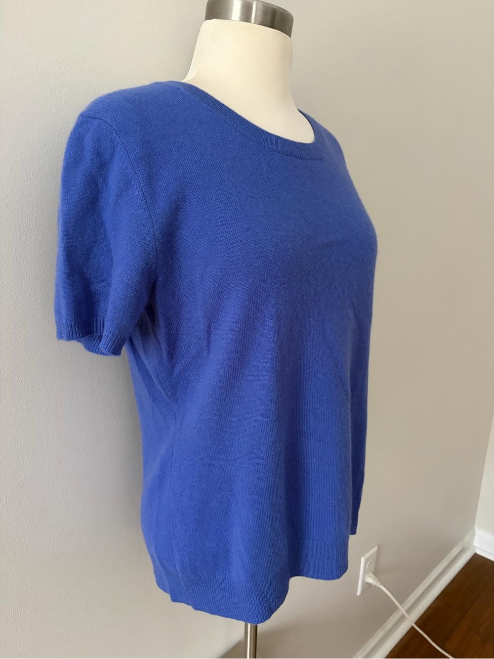 Peck & Peck Short-Sleeve Cashmere Sweater Cornflower Blue XL Old Money Aesthetic - Picture 3 of 7
